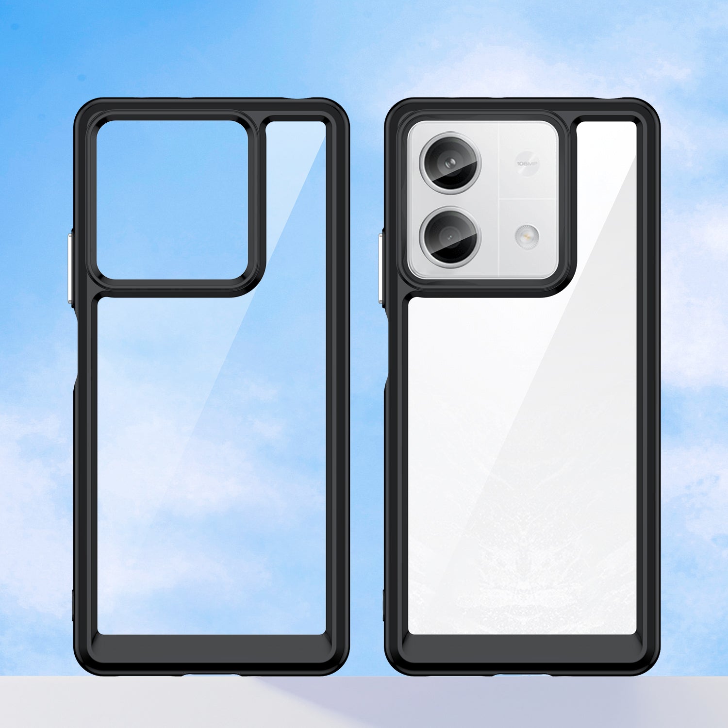 For Xiaomi Redmi Note 13 5G Phone Case Colorful TPU Frame+Acrylic Clear Back - Black For Xiaomi Redmi Note 13 5G Phone Case Colorful TPU Frame+Acrylic Clear Back - Black